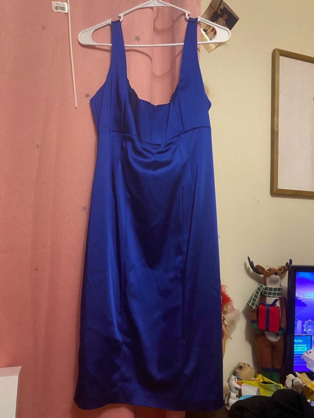Calvin Klein Satin Dress Size 10 Royal Blue Sleeveless Cocktail